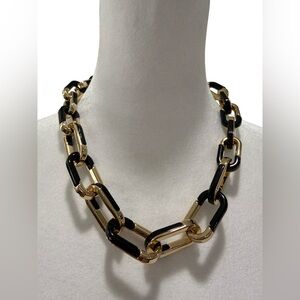 NWT Alfani Gold-Tone & Black Acrylic Large Link Necklace.